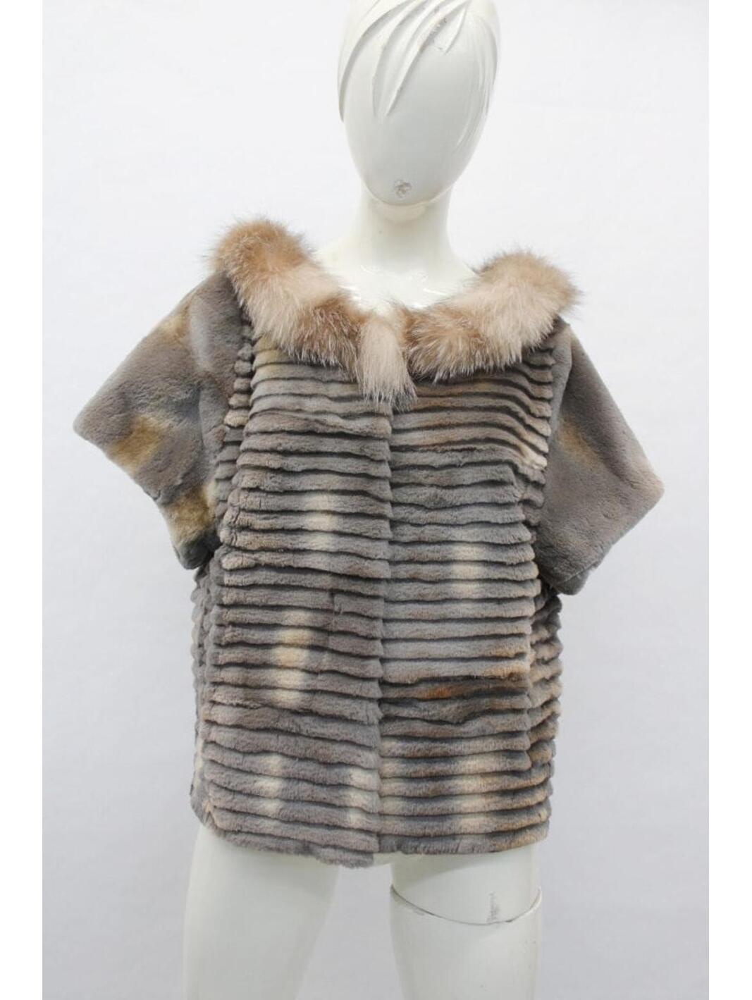 Showroom New Sheared Muskrat & Fox Fur Short Sleeve Jacket Women Woman Size 4 S